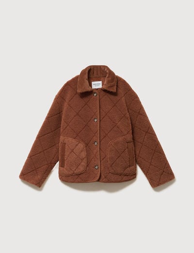 Blouson bouclette marron clair femme