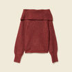 Pull manches longues col bardot vieux rose femme