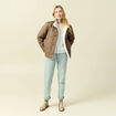 Parka courte droite effet polaire marron clair femme