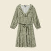 Robe évasée ceinturée vert kaki femme