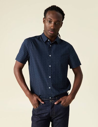 Chemise manches courtes bleu marine homme