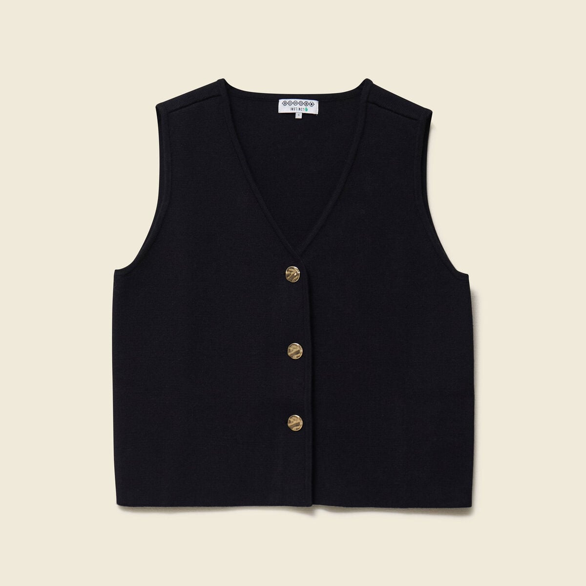 Gilet droit court sans manches col v noir femme