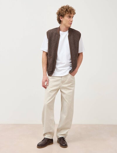 Jeans large longueur 32 en coton denim beige homme