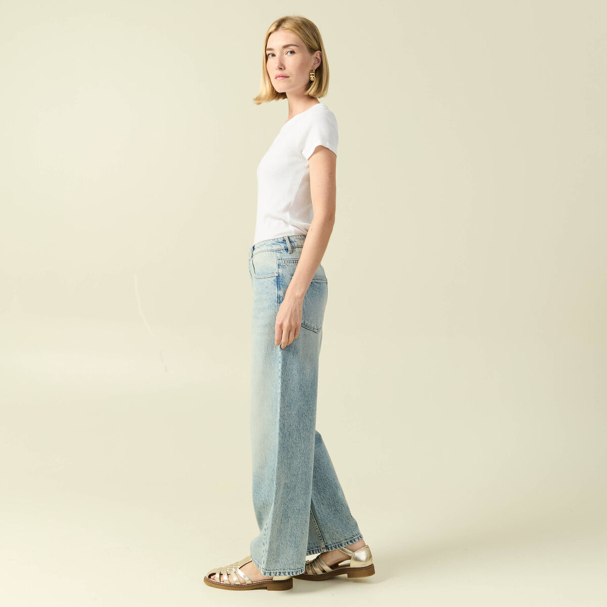 Jeans loose taille standard bleu femme