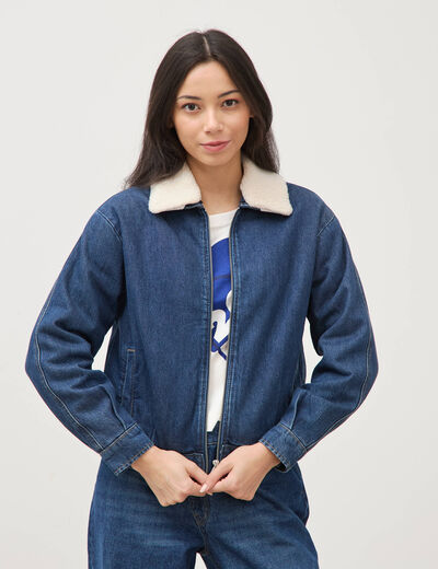Blouson oversize en jeans doubl&eacute; denim stone femme
