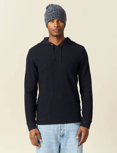 T-shirt à capuche bleu marine homme