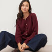 Gilet manches longues col rond bordeaux femme