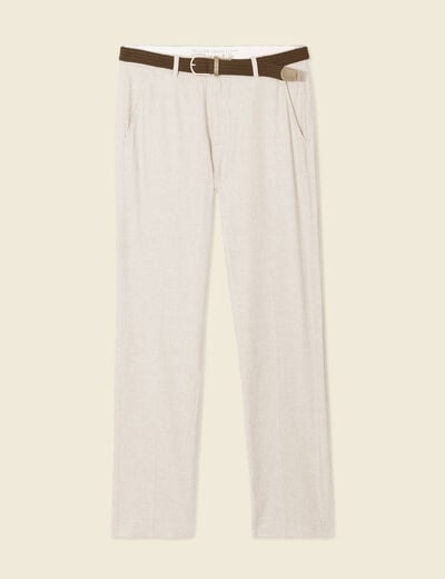 Pantalon chino longueur 32 avec ceinture gris fonc&eacute; homme