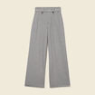 Pantalon large taille haute fluide gris femme