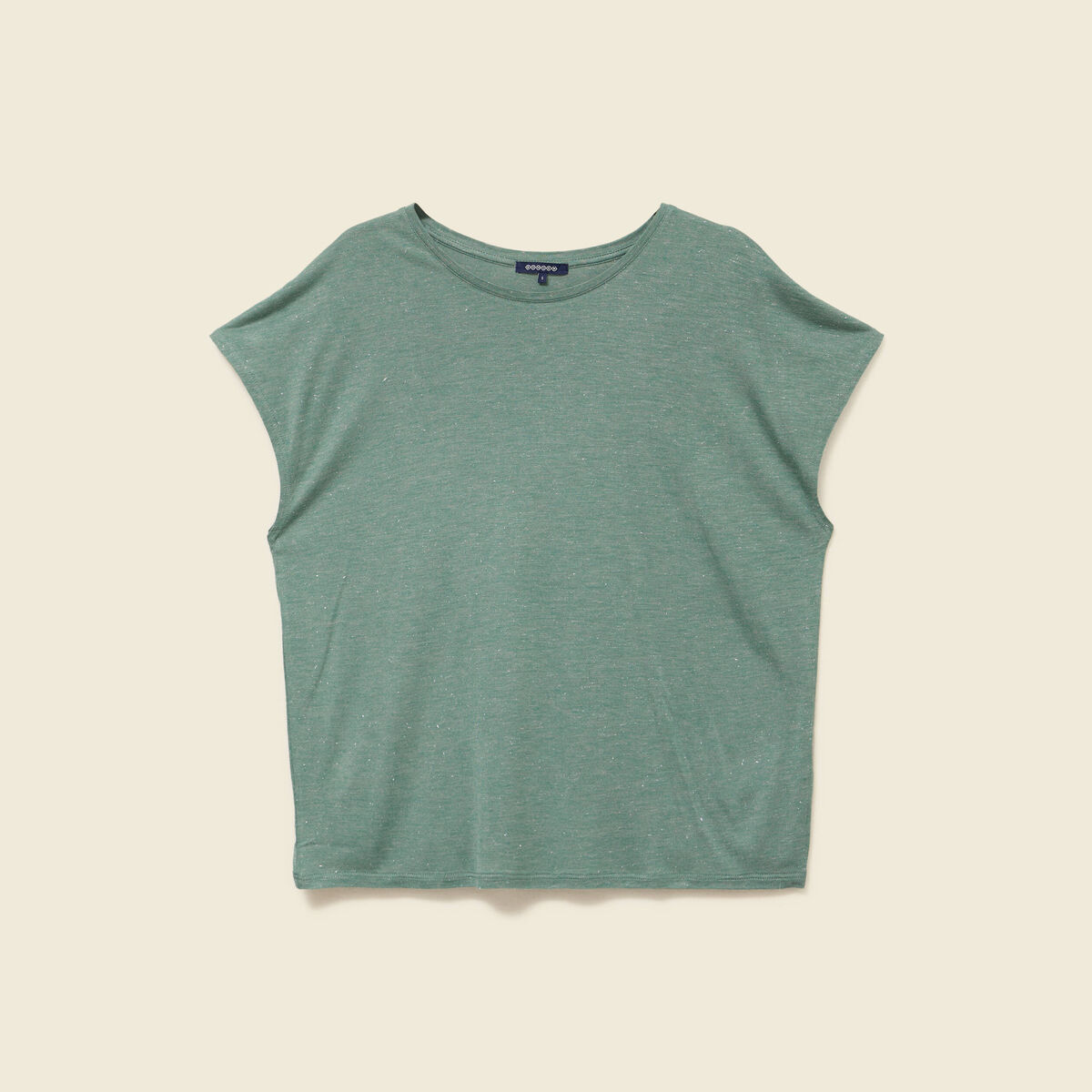 T-shirt droit court manches courtes vert fonc&eacute; femme