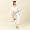 Jeans boyfriend ceinturé denim blanc femme