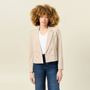 Veste blazer double boutonnage beige femme