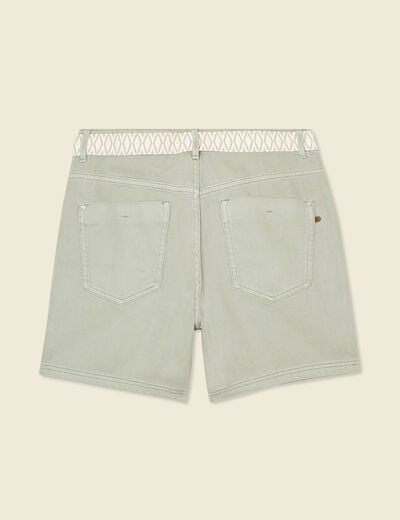 Short boyfriend ceinturé jean vert kaki femme