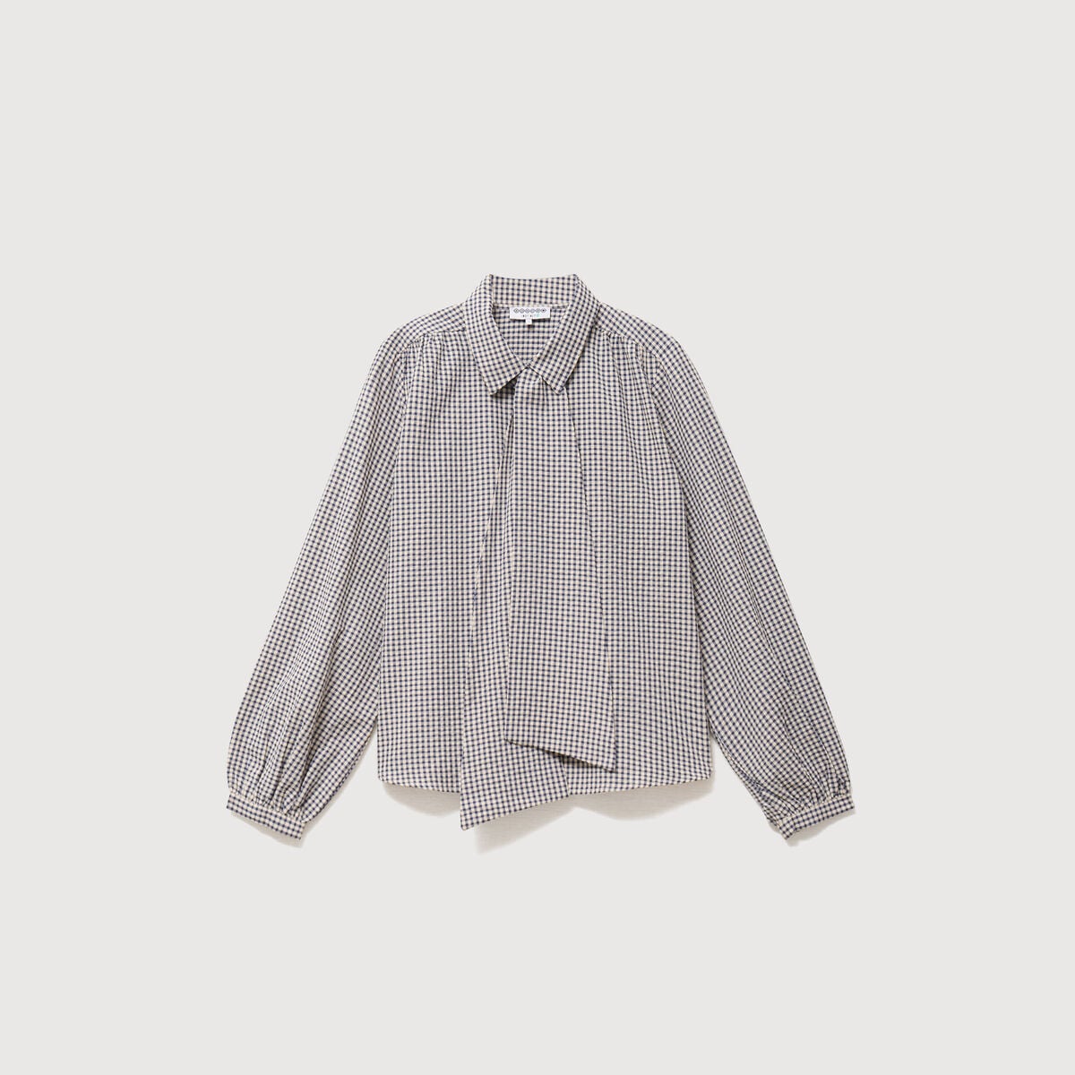 Chemise vichy droite manches longues bleu femme