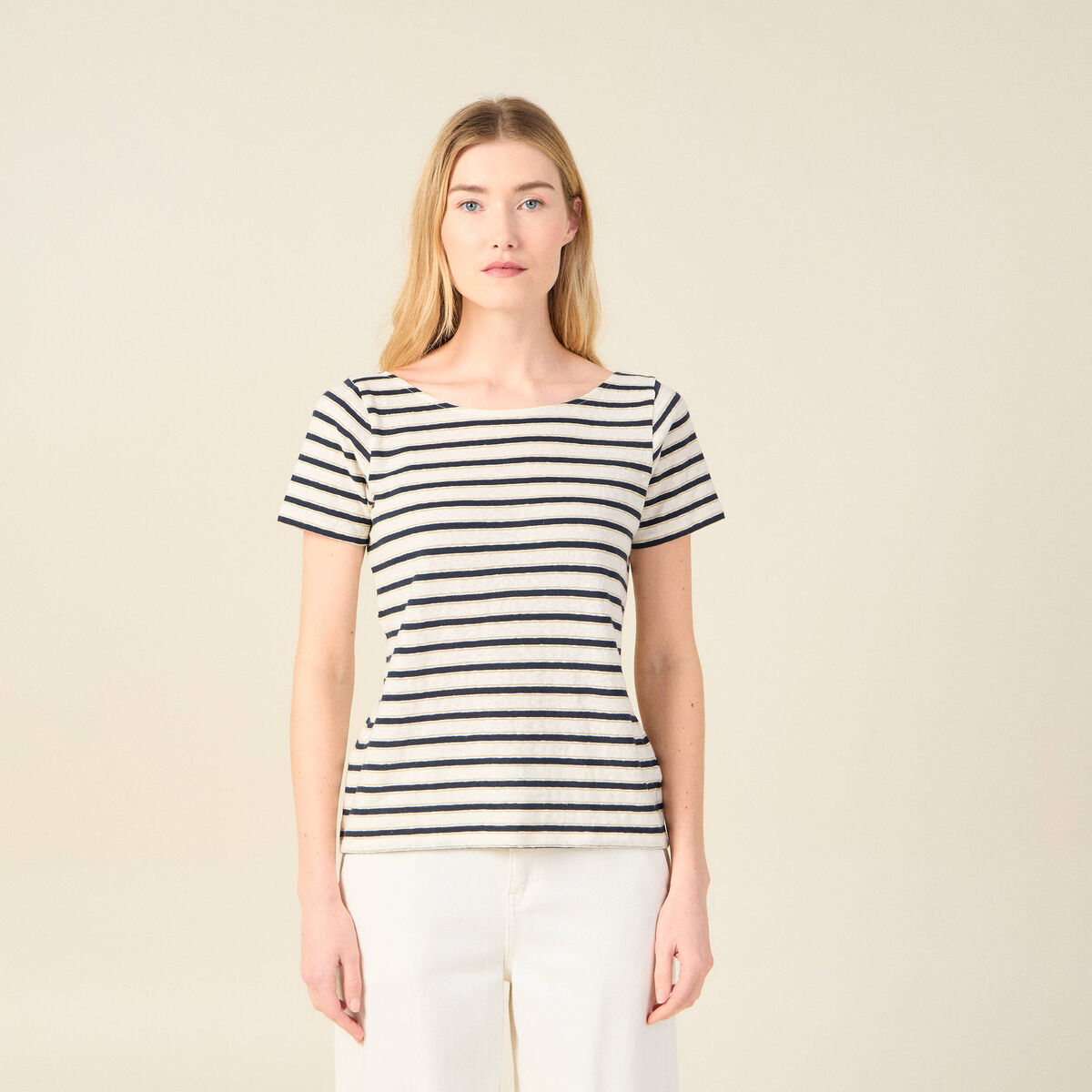 T-shirt manches courtes ecru femme