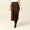 Jupe longue droite plissée marron foncé femme