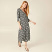 Robe midi droite manches 3/4 noir femme