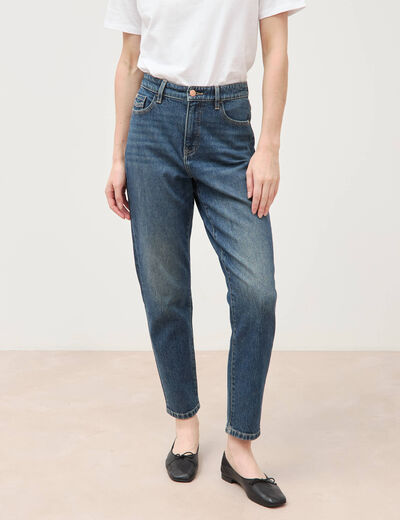 Jeans mom 7/8&egrave;me bleu femme