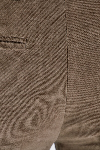 Pantalon tapered velours taupe homme