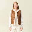 Veste su&eacute;dine sans manches marron femme