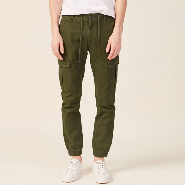 Pantalon cargo taille à cordon vert kaki homme