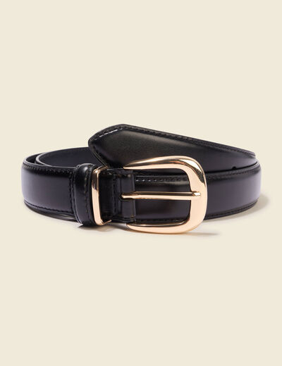 Ceinture fine en cuir noir femme