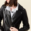 Blouson biker simili cuir noir femme