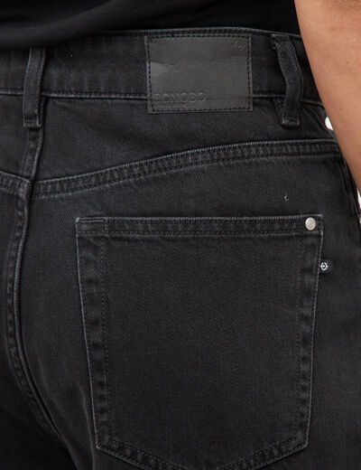 Jeans loose en coton denim gris femme