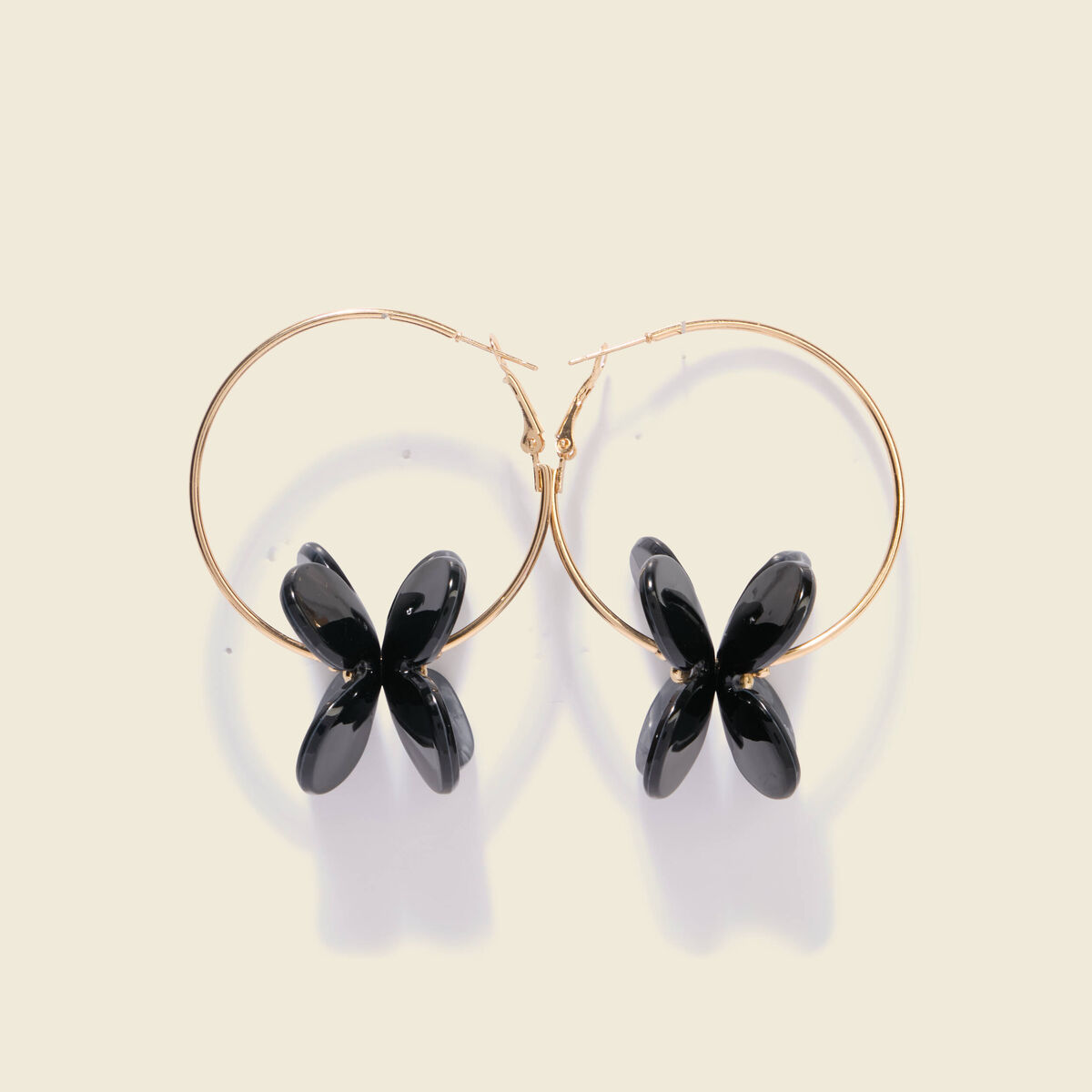 Boucles d'oreilles cr&eacute;oles noir femme