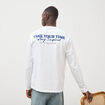 T-shirt droit en coton manches longues blanc homme