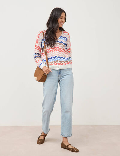 Gilet manches longues multicolore femme