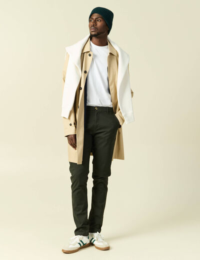Pantalon chino slim vert kaki homme