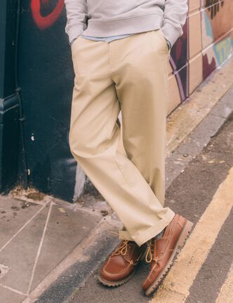 Chino coupe straight beige homme