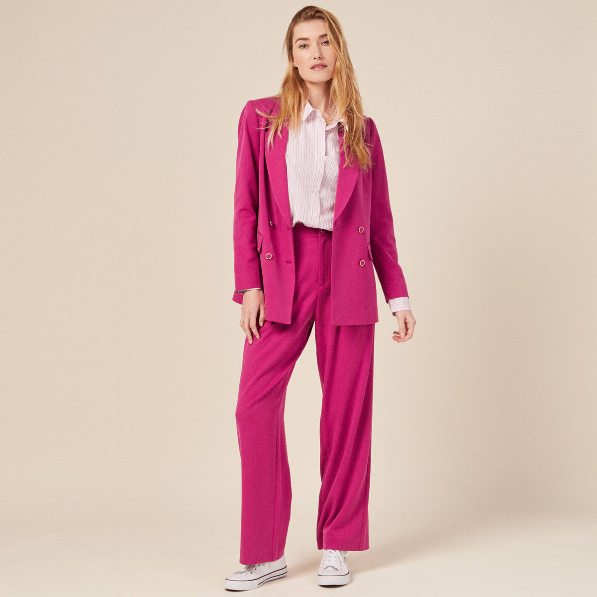 Veste blazer double boutonnage violet clair femme