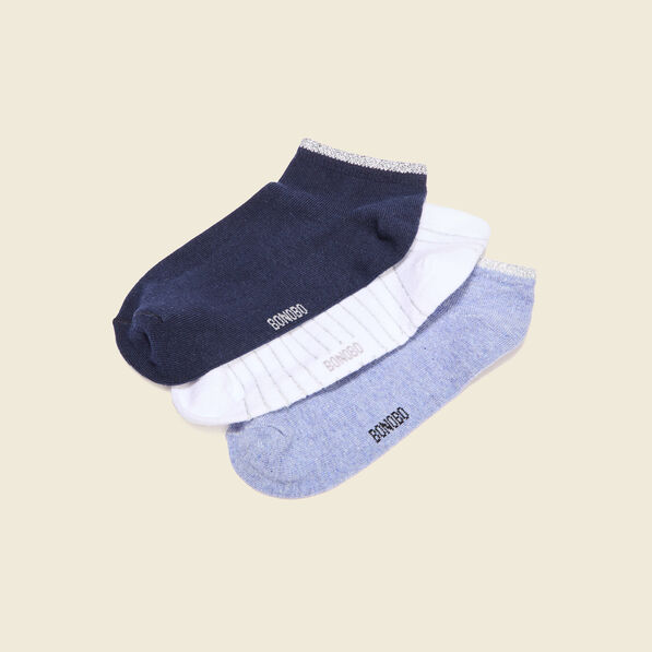 Lot 3 paires chaussettes bleu femme