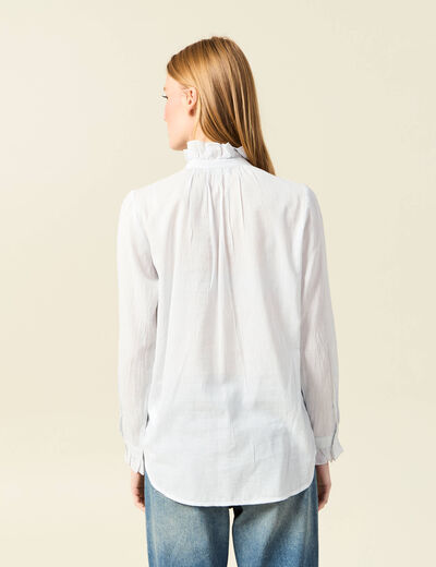 Chemise manches longues en coton blanc femme