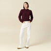 Pull col montant manches longues bordeaux femme