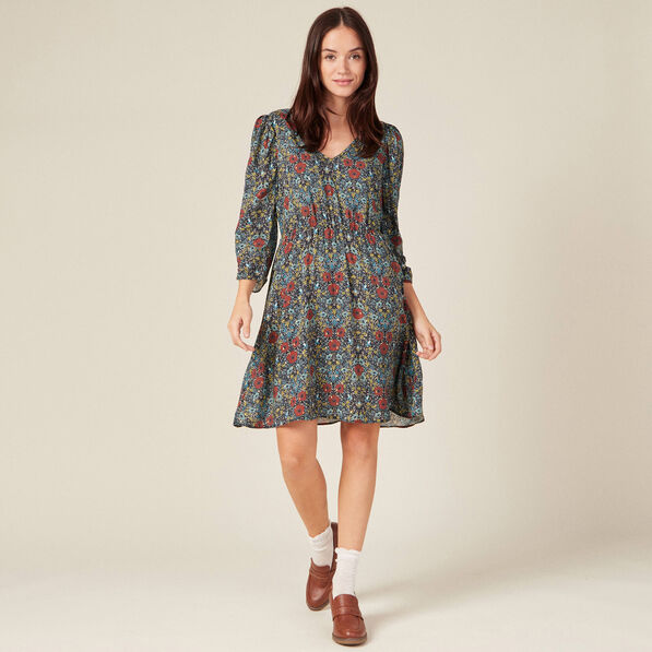 Robe trapèze manches 3/4 noir femme