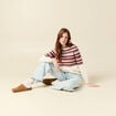 Pull manches longues col rond ecru femme