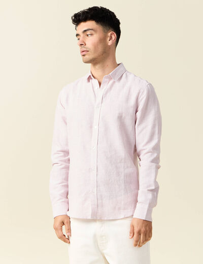 Chemise manches longues vieux rose homme