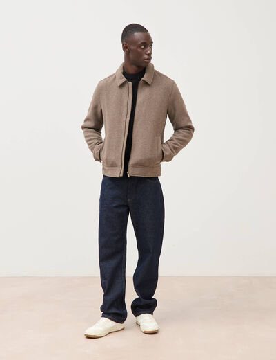 Veste oversize courte col classique taupe homme