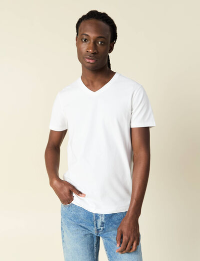 T-shirt col V homme Instinct blanc homme