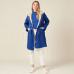 Parka droite à capuche doublée bleu electrique femme