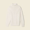 Pull manches longues col roulé ecru femme