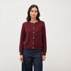 Gilet manches longues col rond bordeaux femme
