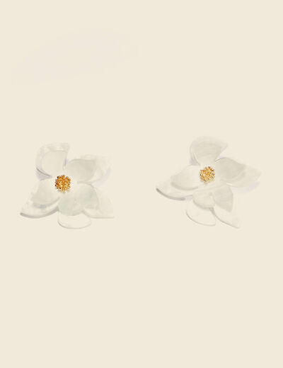 Boucles d'oreilles clous blanc femme