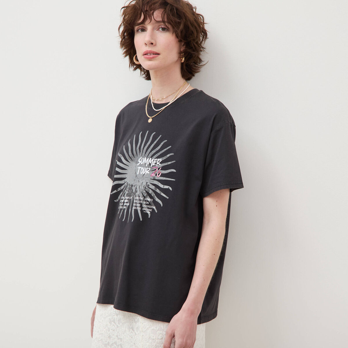 T-shirt oversize en coton noir femme