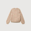 Pull droit col rond manches longues creme femme