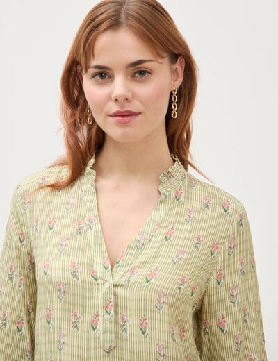Blouse manches longues vert kaki femme
