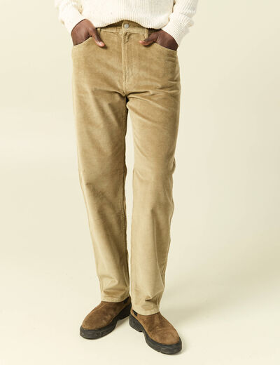 Pantalon relaxed large longueur 32 beige fonce homme